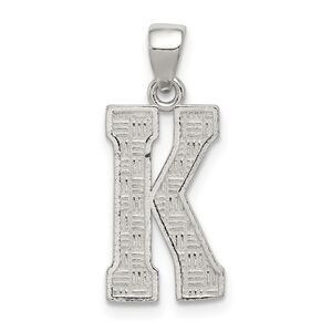 Sterling Silver, Sami Collection, Textured Block Initial K Pendant